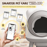 Homall Cute Cat-Ear Self-Cleaning Automatic Cat Litter Box with Smart Sensors, App Control & Health Monitoring,Gray