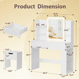 Homall Vanity Desk with Mirror, 3 Modes LED Lights and USB Power Outlet, Makeup Vanity Table with 6 Storage Shelves and 7 Drawers for Dressing Room Bedroom