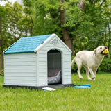 Homall Dog Kennel Plastic Dog House Indoor Outdoor for Large Dogs, 27.6 inch All Weather Doghouse Puppy Shelter with Air Vents, Elevated Floor Ventilate, Blue