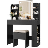 Homall Vanity Desk with 3 Colors LED Lighted Mirror, Makeup Vanity with Storage Shelves and Drawers, Vanity Table Dressing Table for Bedroom