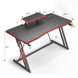 Homall Gaming Desk PC Computer Table Racing Style Home Office Desk Z Shaped Carbon Fiber Desktop Gamer Workstation with Monitor Stand Cup Holder and Headphone Hook
