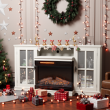 Homall Fireplace TV Stand for TVs up to 65" 3-Sided Glass Modern Media Entertainment Center with Cabniet Storage Adjustable Flame Color Fireplace