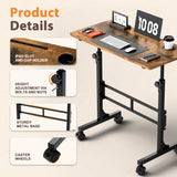Homall 32" Small Standing Desk with Mobile Lockable Wheels, Adjustable Height Portable Desk for Home Office, Black