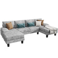 HOMALL Convertible Sectional Sofa Couch, 4 Seat Sofa Set for Living Room U-Shaped Modern Fabric Modular Sofa Sleeper with Double Chaise & Memory Foam