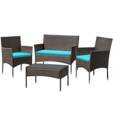 Homall 4 Pieces Patio Conversation Set Outdoor Furniture Rattan Chairs Wicker Seating with Cushion and Table Weather-resistant for Porch Garden Backyard