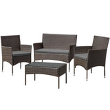 Homall 4 Pieces Patio Conversation Set Outdoor Furniture Rattan Chairs Wicker Seating with Cushion and Table Weather-resistant for Porch Garden Backyard