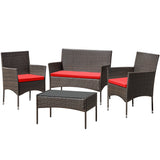 Homall 4 Pieces Patio Conversation Set Outdoor Furniture Rattan Chairs Wicker Seating with Cushion and Table Weather-resistant for Porch Garden Backyard