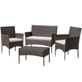 Homall 4 Pieces Patio Conversation Set Outdoor Furniture Rattan Chairs Wicker Seating with Cushion and Table Weather-resistant for Porch Garden Backyard