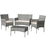 Homall 4 Pieces Patio Conversation Set Outdoor Furniture Rattan Chairs Wicker Seating with Cushion and Table Weather-resistant for Porch Garden Backyard