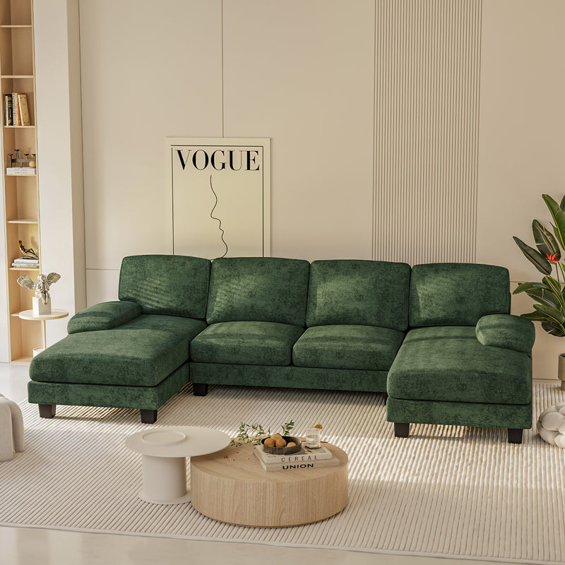 Homall U Shaped Sectional Sofa with Soft Corduroy Sofa Couch with Double Chaise for Apartments,Living Room