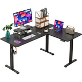 Homall L-Shaped Electric Standing Desk with Monitor Stand, 63 x 48 inch Height Adjustable Sit Stand Corner Desk, Computer Workstation for Home Office