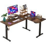 Homall L-Shaped Electric Standing Desk with Monitor Stand, 63 x 48 inch Height Adjustable Sit Stand Corner Desk, Computer Workstation for Home Office