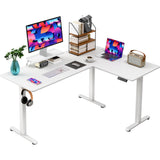 Homall L-Shaped Electric Standing Desk with Monitor Stand, 63 x 48 inch Height Adjustable Sit Stand Corner Desk, Computer Workstation for Home Office