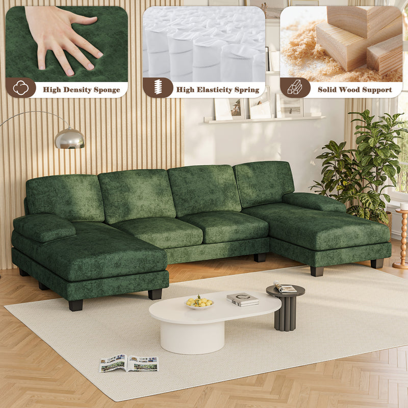 Homall U Shaped Sectional Sofa with Soft Corduroy Sofa Couch with Double Chaise for Apartments,Living Room