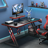 Homall Gaming Desk PC Computer Table Racing Style Home Office Desk Z Shaped Carbon Fiber Desktop Gamer Workstation with Monitor Stand Cup Holder and Headphone Hook