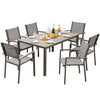 Homall 7 Piece Outdoor Dining Set for 6, Patio Table and Chairs Set with Textilene, Stackable Breathable Mesh Chairs, All-Weather Patio Furniture for Backyard Deck Poolside