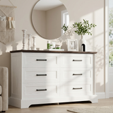 Homall Wooden 6 Drawer Dresser for Bedroom, Modern Chest of Drawers, Storage Cabinet Organizer with Metal Handles for Bedroom, Living Room and Closet
