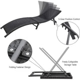 LACOO Furniture Lounge Chair PE Rattan Folding Adjustable Chaise Lounge Chair 40" L x 12" W x 24" H, Black, Red