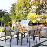 Homall 7 Piece Outdoor Dining Set for 6, Patio Table and Chairs Set with Textilene, Stackable Breathable Mesh Chairs, All-Weather Patio Furniture for Backyard Deck Poolside