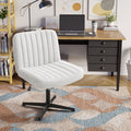 Homall Office Desk Chair Armless Swivel Vanity Chair with No Wheels, Fabric Padded Home Office Chair with Footrest