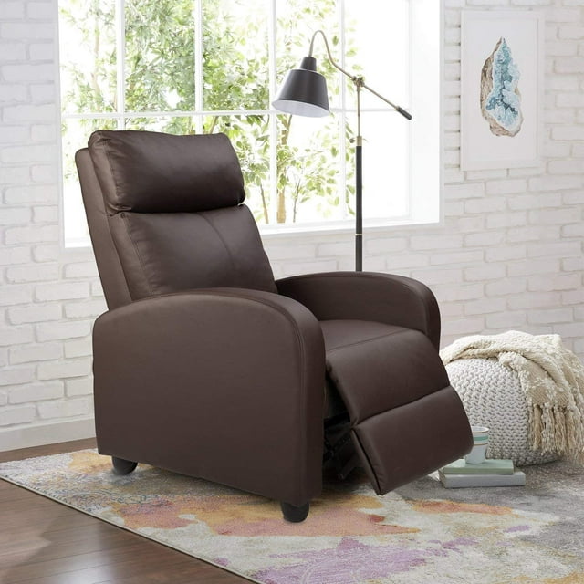 HOMALL Black PU Leather Single Sofa Recliner with Padded Seat and Backrest, Multi-Positions