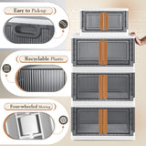 Homall Collapsible Storage Bins with Lids, Folding Storage Box, Stackable Plastic Closet Organizer, Double Doors File Cabinet Trunk Organizer Toy Storage Box
