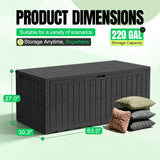 Homall 220 Gallon Resin Deck Box, Waterproof UV-Resistant Outdoor Storage box, Lockable