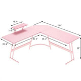 Homall L-Shaped Gaming Desk 58 Inch Corner Office Gaming Desk with Removable Monitor Riser, Pink