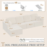 Homall 126" Modular Sectional Sofa L-Shaped Boneless No Assembly Required Cloud Couches with Deep Seat for Living Room