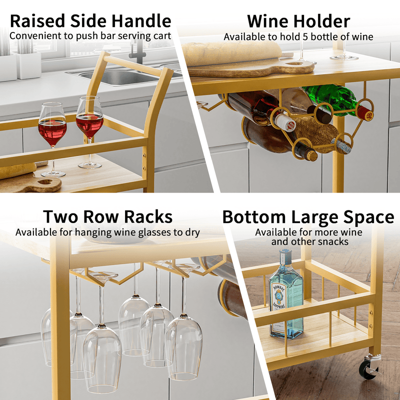 Multi Wheel Bar Cart Homeiju 4-Tier Bar Cart With Wheels Rustic