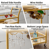 Homall Bar Cart Home Industrial Mobile Bar Cart with Wine Rack, Glass Holder and Wood Storage Shelves for Living Room, Kitchen, Party