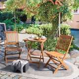 Homall 3 Piece Folding Patio Bistro Set, Indoor/Outdoor Foldbale Wood Table and 2 Chair Set with Slatted Design, Natural Finish, Wood Color