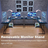 Homall L-Shaped Gaming Desk 51 Inches Corner Office Gaming Desk with Removable Monitor Riser, Classical Black