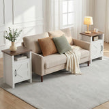 Homall Farmhouse Nightstand Set of 2 with Shelf and Barn Door Wood Modern Beside Tables for Bedroom Living Room, White