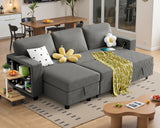 Homall 80" Sleeper Sofa Couch with Pull Out Bed with Storable Armrest Shelf and USB Charge Port Modern Sectional Sofa Bed for Living Room