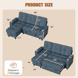 Homall Modular Sectional Sofa with Storage, Cup Holders, USB & Type-C Charging Ports, LED Light, Fabric Couch for Living Room