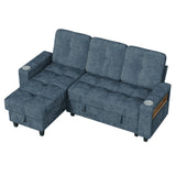 Homall Modular Sectional Sofa with Storage, Cup Holders, USB & Type-C Charging Ports, LED Light, Fabric Couch for Living Room