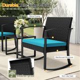 Homall 3 Pieces Patio Bistro Chairs Set, Outdoor PE Rattan Chairs with Cushions and Coffee Table Conversation Set