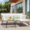Homall 3-Piece Outdoor Conversation Set Patio Rattan Furniture Set with Cushions & Table,White