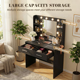 Homall Makeup Vanity Set with Mirro & 3 Modes Lights, Vanity Desk with Stool & Storage Drawers Shelves, Vanity Table with Power Outlet for Bedroom Dressing Room