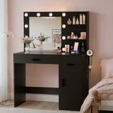 Homall Makeup Vanity Table with Lights, Mirror, Storage Cabinet, and Power Outlet for Bedroom and Dressing Room