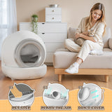 Homall Smart Automatic Self-Cleaning Cat Litter Box – WiFi & App-Enabled, Intelligent Radar Sensing, Includes Liner and Plastic Pad, White