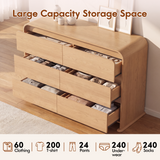 Homall 6 Drawer Dresser for Bedroom, Modern Dresser Chest of Drawers with Rounded Corners & Handleless Design, Wide Wood Storage Dresser Organizer for Bedroom, Living Room