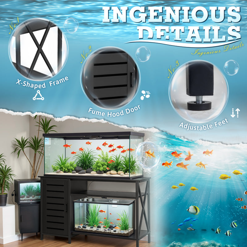 Homall 55 - 75 Gallon Fish Tank Stand with Power Outlets Aquarium Stand with Wooden Cabinet Storage