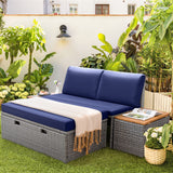 Homall Outdoor Daybed Patio Furniture Set Rattan Storage Daybed with Cushion and Side Table