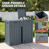 Homall 32 Gallon Outdoor Trash Can, Plastic Garbage Bin with Front Door & Lid, Heavy Duty Waterproof Waste Container for Outdoor