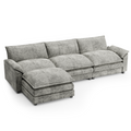 Homall Sectional Sofa 3-seat L-shaped Sofa with reversible toffee chair Movable Footrest Sofa