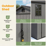 Homall 4x6ft Outdoor Plastic Storage Shed,Resin Shed with Lock & Window for Garden,Backyard Easy Assembly,Gray