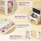 Homall Vanity Desk with Mirror, 3 Modes LED Lights and USB Power Outlet, Makeup Vanity Table with 6 Storage Shelves and 7 Drawers for Dressing Room Bedroom