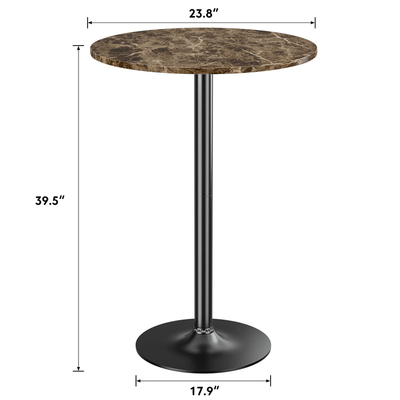 Homall Bistro Pub Table Round Bar Height Cocktail Table Metal Base MDF Top Obsidian Table with Black Leg 23.8-Inch Top, 39.5-Inch Height